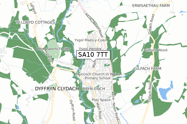 SA10 7TT map - small scale - OS Open Zoomstack (Ordnance Survey)