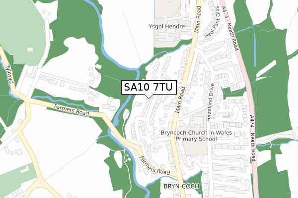 SA10 7TU map - large scale - OS Open Zoomstack (Ordnance Survey)