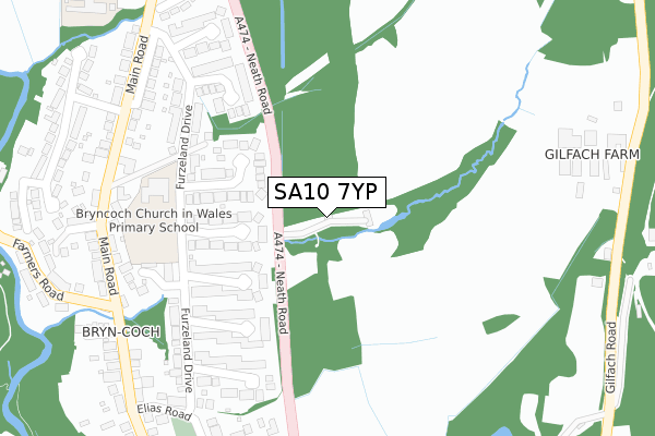 SA10 7YP map - large scale - OS Open Zoomstack (Ordnance Survey)