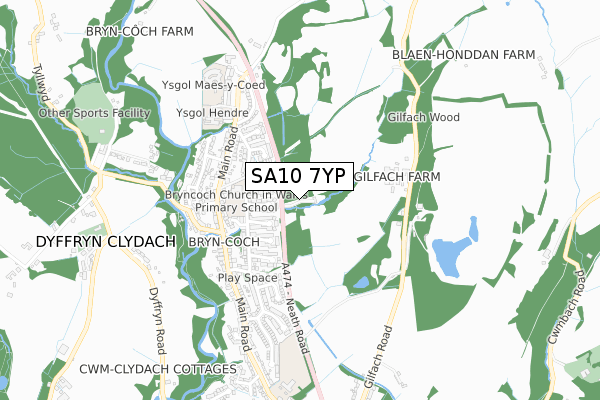 SA10 7YP map - small scale - OS Open Zoomstack (Ordnance Survey)