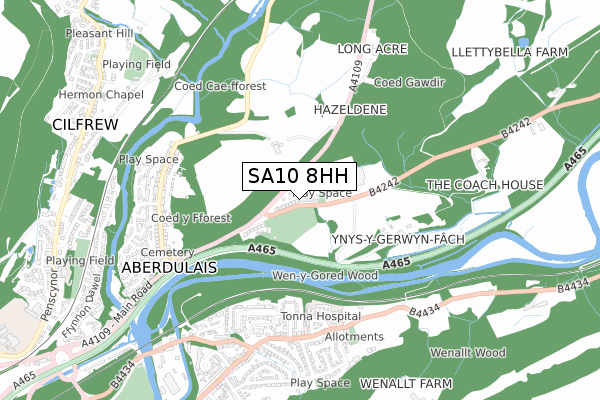 SA10 8HH map - small scale - OS Open Zoomstack (Ordnance Survey)