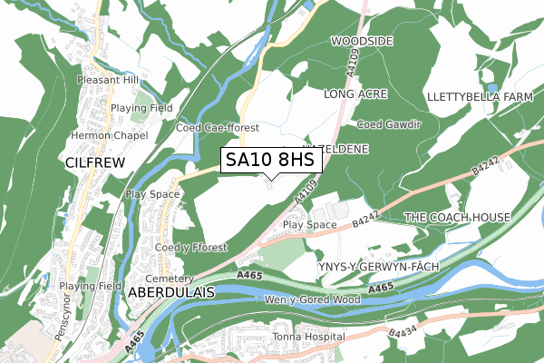 SA10 8HS map - small scale - OS Open Zoomstack (Ordnance Survey)