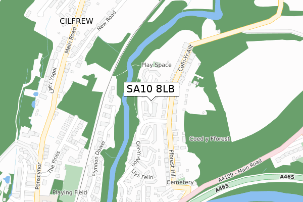 SA10 8LB map - large scale - OS Open Zoomstack (Ordnance Survey)