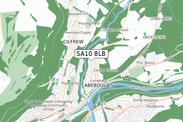 SA10 8LB map - small scale - OS Open Zoomstack (Ordnance Survey)