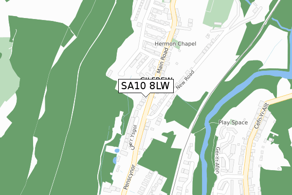 SA10 8LW map - large scale - OS Open Zoomstack (Ordnance Survey)