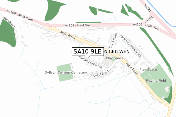 SA10 9LE map - large scale - OS Open Zoomstack (Ordnance Survey)