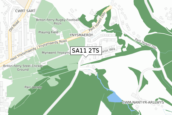 SA11 2TS map - large scale - OS Open Zoomstack (Ordnance Survey)