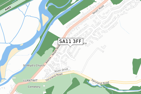 SA11 3FF map - large scale - OS Open Zoomstack (Ordnance Survey) SA11 3FF map - large scale - OS Open Zoomstack (Ordnance Survey)