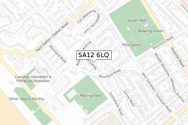 SA12 6LQ map - large scale - OS Open Zoomstack (Ordnance Survey)