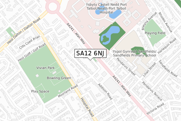 SA12 6NJ map - large scale - OS Open Zoomstack (Ordnance Survey)