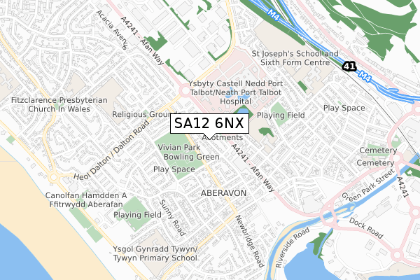 SA12 6NX map - small scale - OS Open Zoomstack (Ordnance Survey)