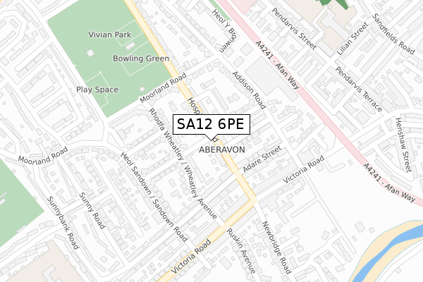 SA12 6PE map - large scale - OS Open Zoomstack (Ordnance Survey)