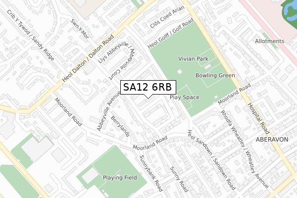 SA12 6RB map - large scale - OS Open Zoomstack (Ordnance Survey)