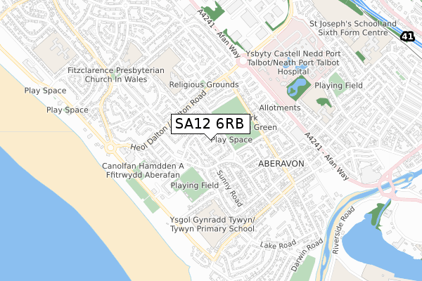 SA12 6RB map - small scale - OS Open Zoomstack (Ordnance Survey)