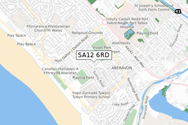 SA12 6RD map - small scale - OS Open Zoomstack (Ordnance Survey)