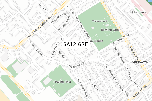 SA12 6RE map - large scale - OS Open Zoomstack (Ordnance Survey)