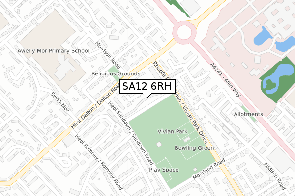 SA12 6RH map - large scale - OS Open Zoomstack (Ordnance Survey)