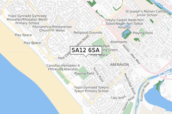 SA12 6SA map - small scale - OS Open Zoomstack (Ordnance Survey)