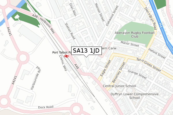 SA13 1JD map - large scale - OS Open Zoomstack (Ordnance Survey)