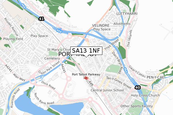 SA13 1NF map - small scale - OS Open Zoomstack (Ordnance Survey)