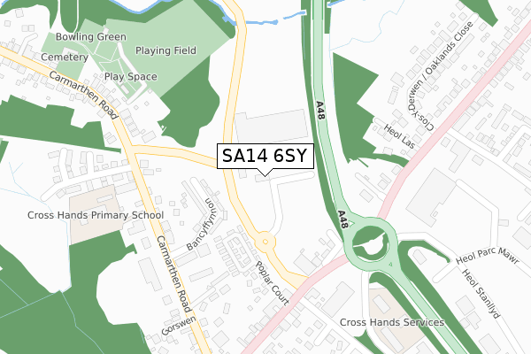 SA14 6SY map - large scale - OS Open Zoomstack (Ordnance Survey)