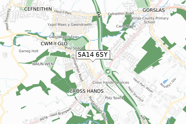 SA14 6SY map - small scale - OS Open Zoomstack (Ordnance Survey)