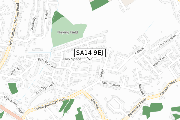 SA14 9EJ map - large scale - OS Open Zoomstack (Ordnance Survey)