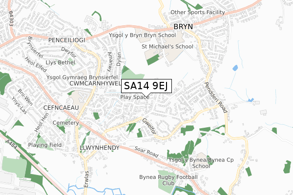 SA14 9EJ map - small scale - OS Open Zoomstack (Ordnance Survey)