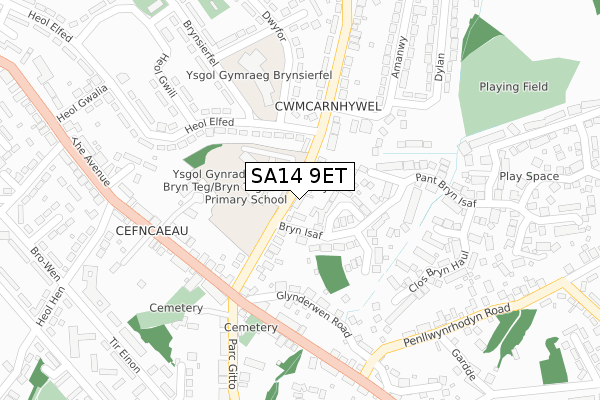 SA14 9ET map - large scale - OS Open Zoomstack (Ordnance Survey)