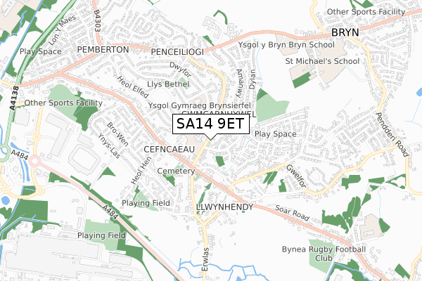 SA14 9ET map - small scale - OS Open Zoomstack (Ordnance Survey)