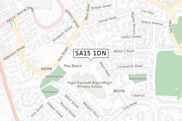 SA15 1DN map - large scale - OS Open Zoomstack (Ordnance Survey)