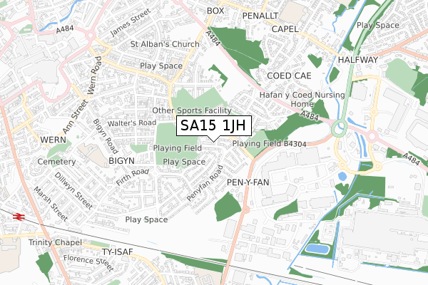 SA15 1JH map - small scale - OS Open Zoomstack (Ordnance Survey) SA15 1JH map - small scale - OS Open Zoomstack (Ordnance Survey)