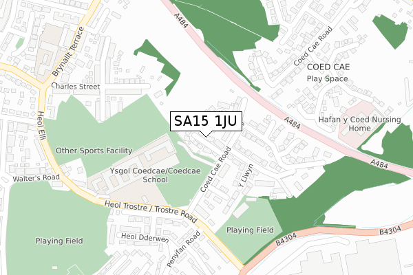 SA15 1JU map - large scale - OS Open Zoomstack (Ordnance Survey)