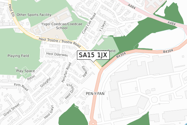 SA15 1JX map - large scale - OS Open Zoomstack (Ordnance Survey)