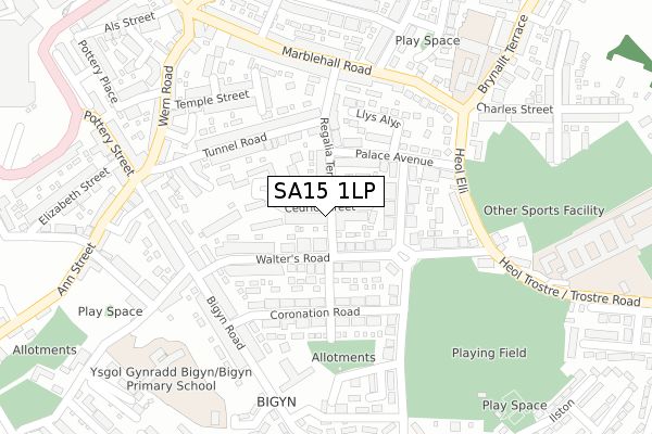 SA15 1LP map - large scale - OS Open Zoomstack (Ordnance Survey)