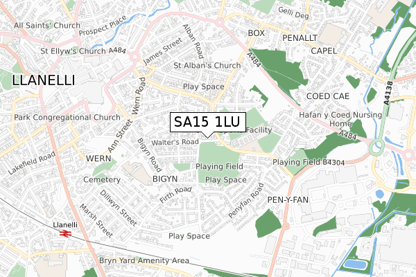 SA15 1LU map - small scale - OS Open Zoomstack (Ordnance Survey)