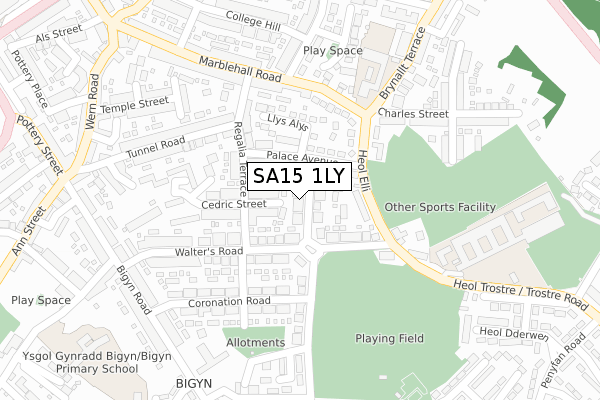 SA15 1LY map - large scale - OS Open Zoomstack (Ordnance Survey)