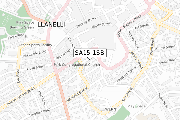 SA15 1SB map - large scale - OS Open Zoomstack (Ordnance Survey)