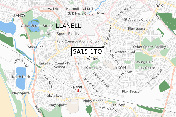 SA15 1TQ map - small scale - OS Open Zoomstack (Ordnance Survey)