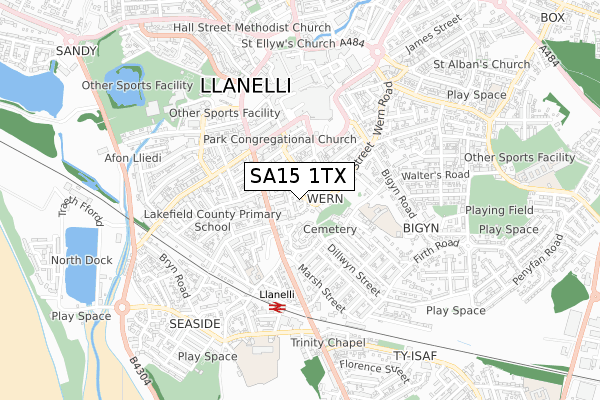 SA15 1TX map - small scale - OS Open Zoomstack (Ordnance Survey)