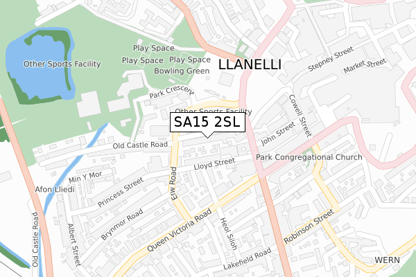 SA15 2SL map - large scale - OS Open Zoomstack (Ordnance Survey)