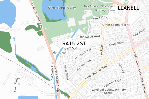 SA15 2ST map - large scale - OS Open Zoomstack (Ordnance Survey)