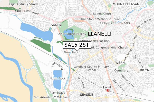 SA15 2ST map - small scale - OS Open Zoomstack (Ordnance Survey)