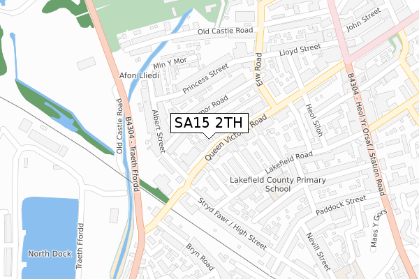 SA15 2TH map - large scale - OS Open Zoomstack (Ordnance Survey)