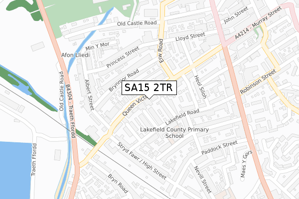 SA15 2TR map - large scale - OS Open Zoomstack (Ordnance Survey)