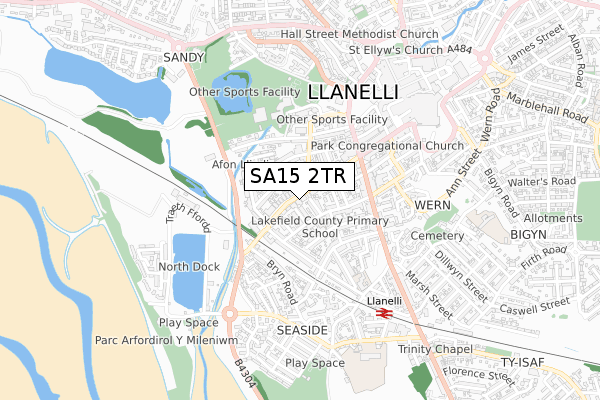 SA15 2TR map - small scale - OS Open Zoomstack (Ordnance Survey)