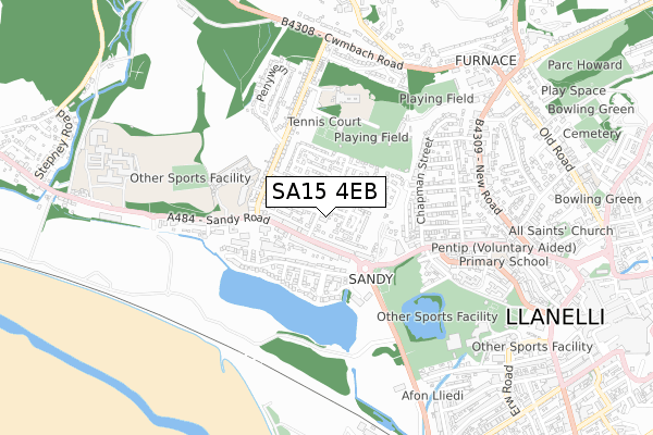 SA15 4EB map - small scale - OS Open Zoomstack (Ordnance Survey)