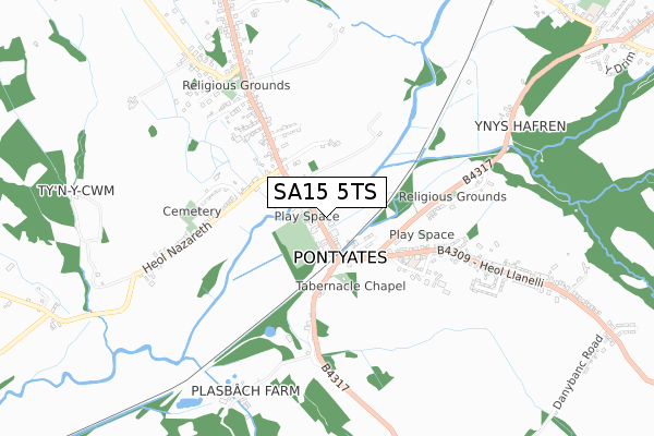 SA15 5TS map - small scale - OS Open Zoomstack (Ordnance Survey)