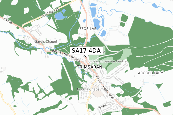 SA17 4DA map - small scale - OS Open Zoomstack (Ordnance Survey)