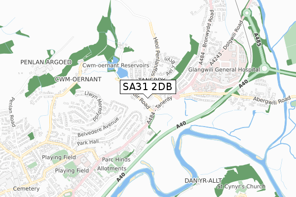 SA31 2DB map - small scale - OS Open Zoomstack (Ordnance Survey)